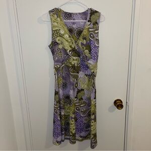 Prana Lavender and Olive Paisley Midi Dress